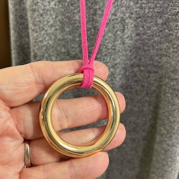 RJ Graziano Pink Cord with God Tone Ring Pendant - Picture 3 of 6